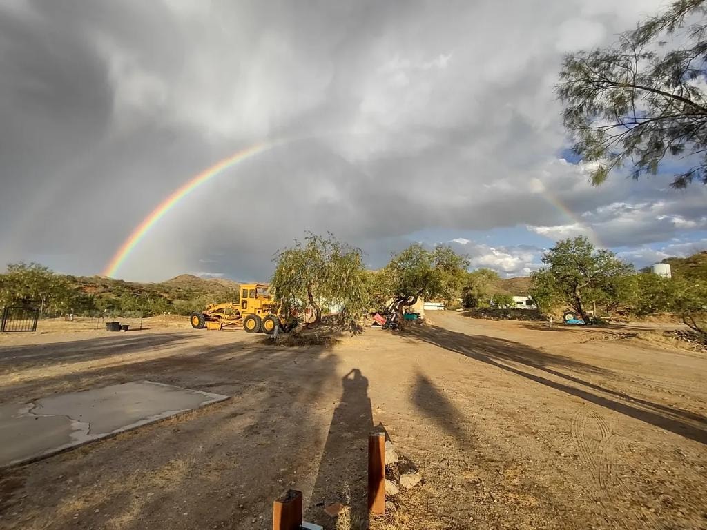 Double rainbow over the Caballo Loco Ranch grounds
